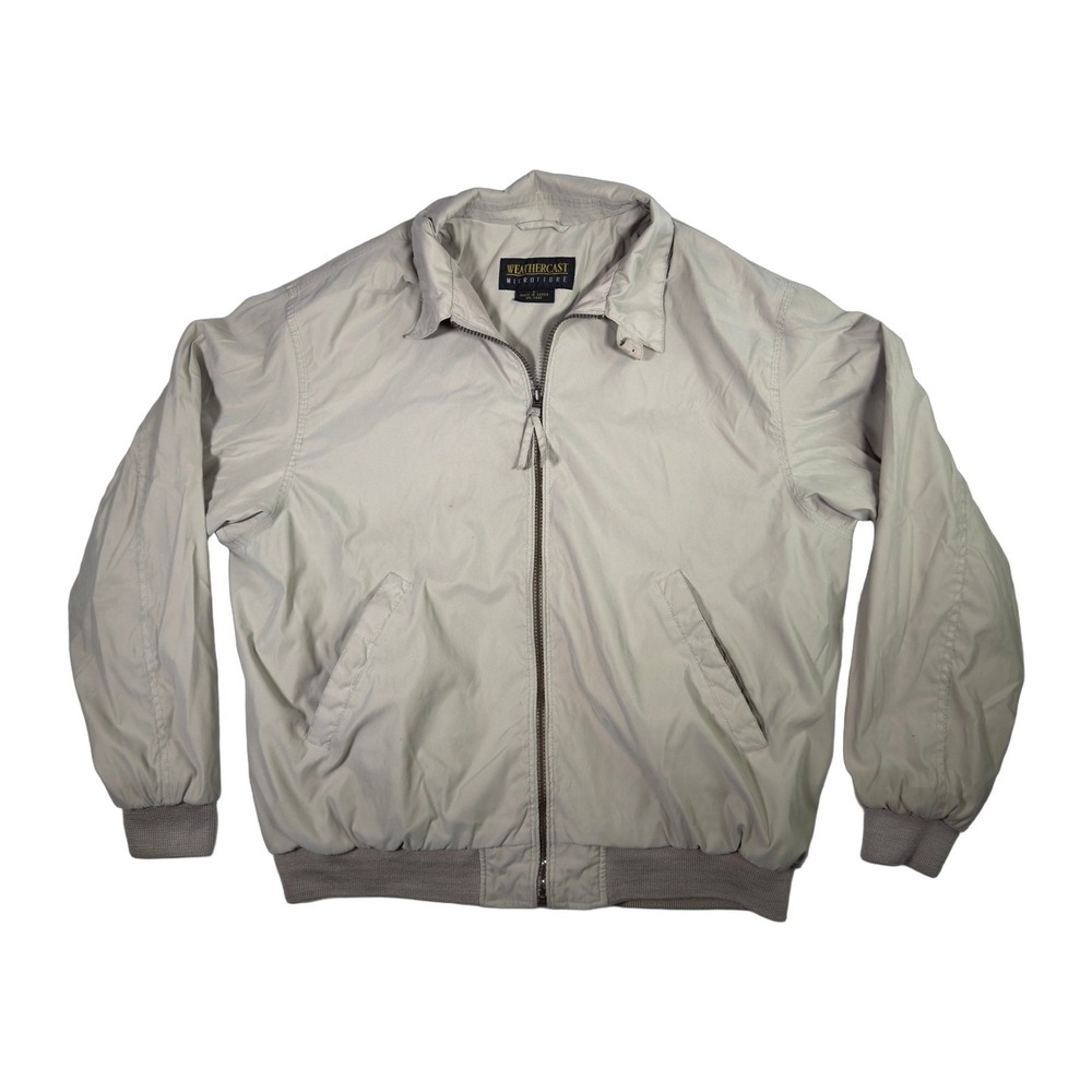 Weathercast Microfibre Mens Tan Beige Full Zip Collared Bomber Jacket L